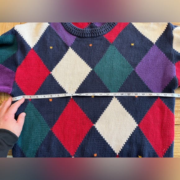 Vintage Boston Traders 1980s men’s sweater diamonds adult medium - Picture 4 of 9